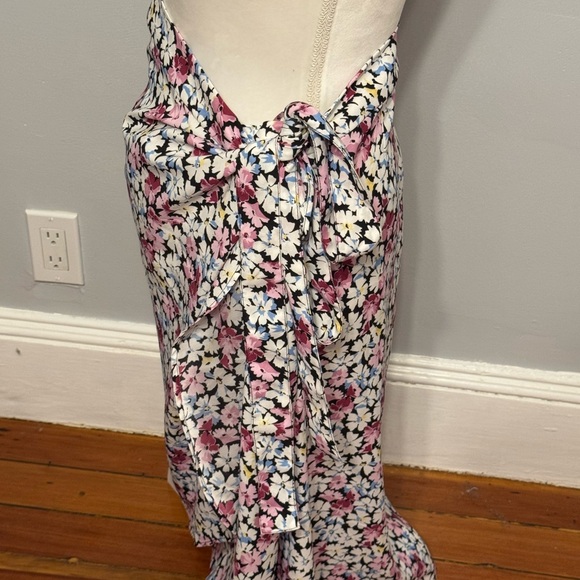 Loft Floral Blue and Purple White Floral Beach Resort Wrap Asymmetrical Skirt - Picture 4 of 8
